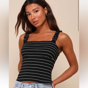 Black and White Striped Women's Top
